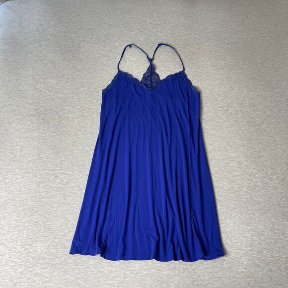 Victoria's Secret Cobalt Blue Lace Trim Modal Slip Dress - Picture 10 of 10